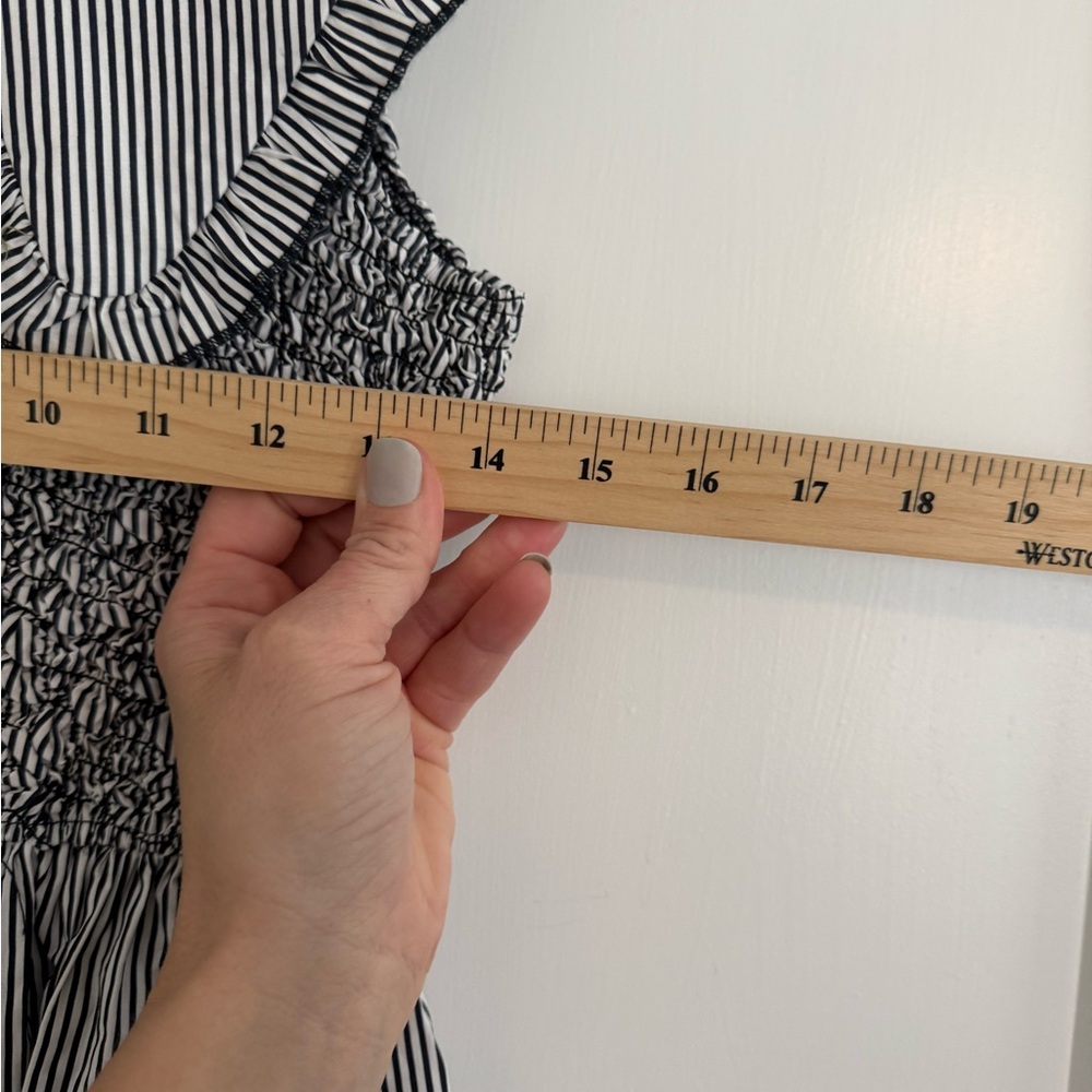 Savannah Taylor Rebecca Cotton Striped Midi Dress with Ruffled Collar EUC G000 - Picture 6 of 10